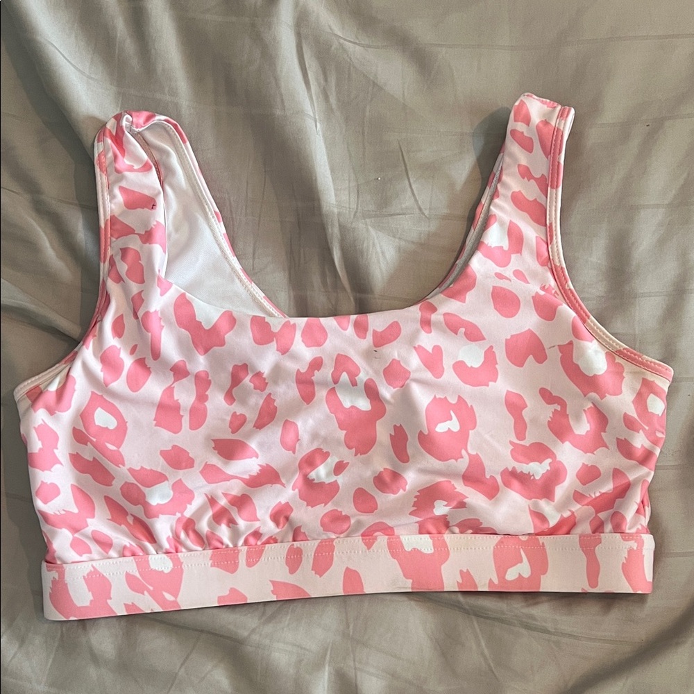 Pink Leopard Print Sports Bra